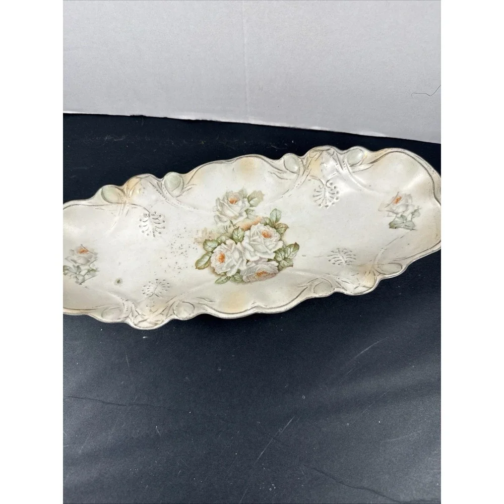 Vintage German Lusterware‎ Oval Bowl